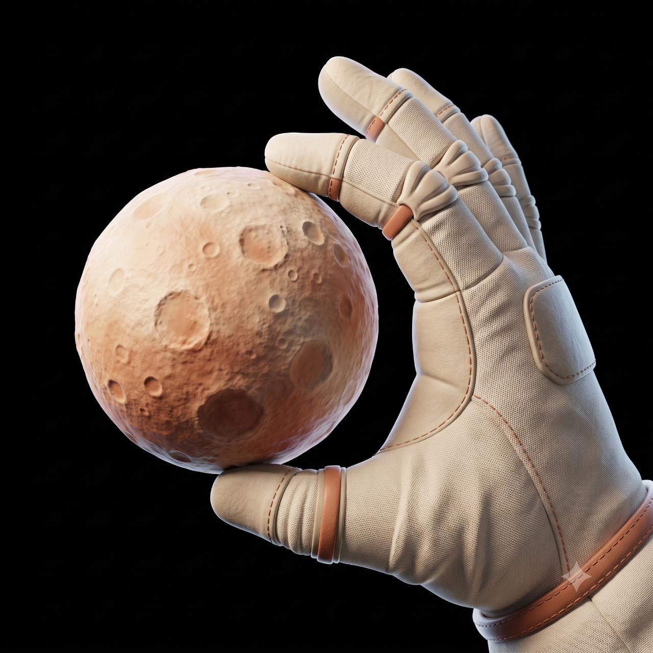 Main d'astronaute EXPLORE tenant une planète